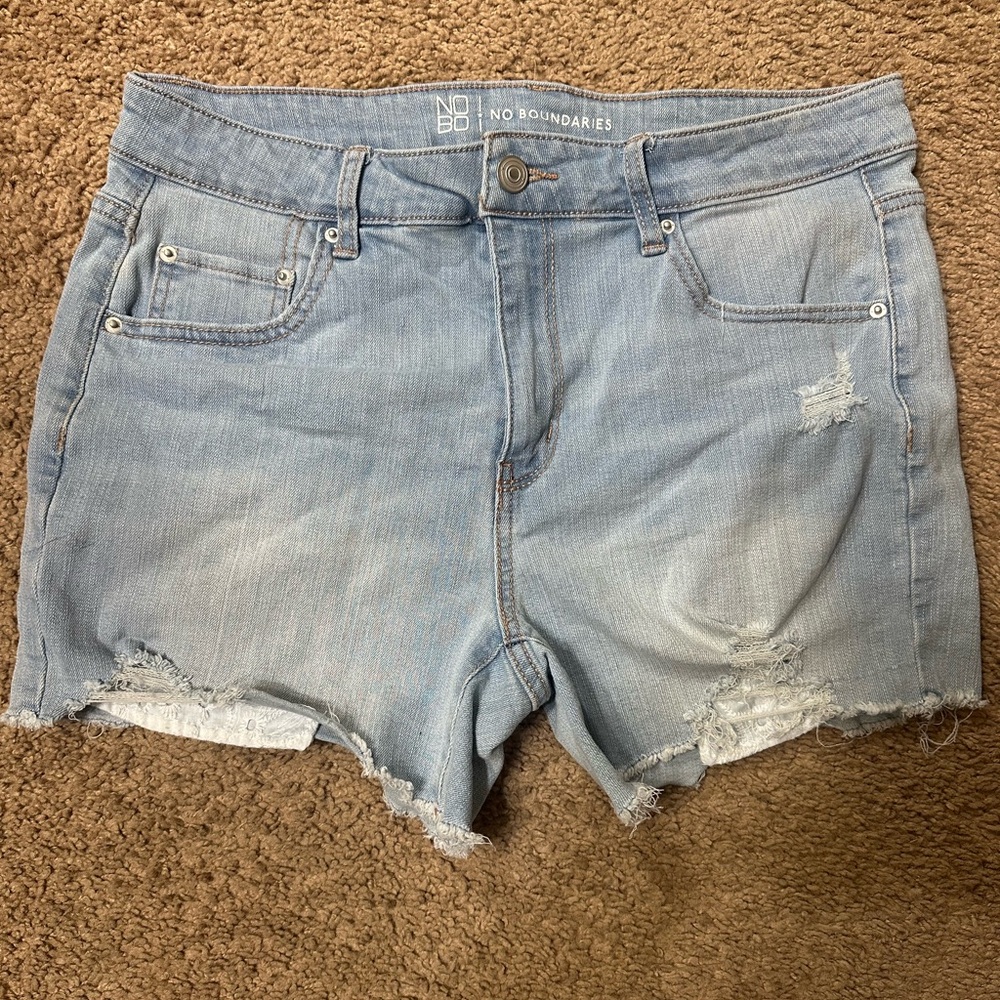No Boundaries Light Blue Ripped Denim Shorts